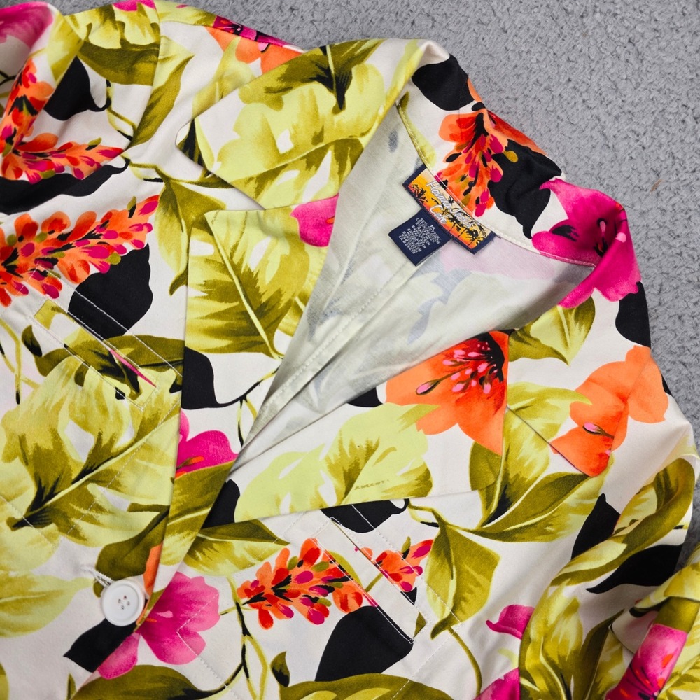 Havana‎ Jack's Cafe Tropical Floral Jacket Women M Cotton Stretch Blazer